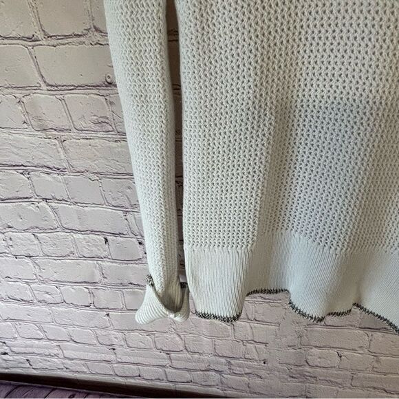 Rag & Bone White Crew Neck Open Knit Minimalist Coastal Academia Sweater Size XS - Picture 3 of 9